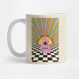 Retro pink guitar and chess floor Mug